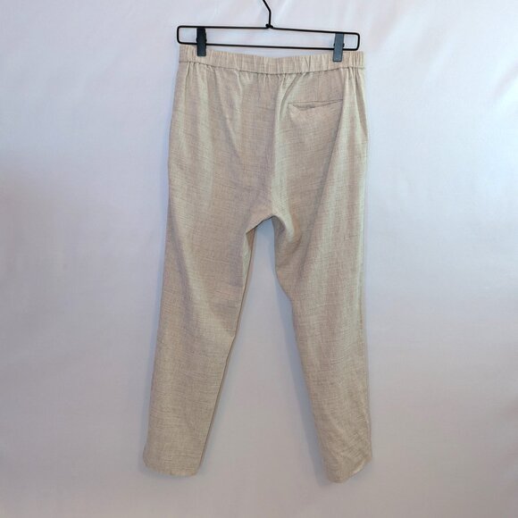 Theory | Linen Treeca Pull-On Ankle Pant Eco Sharkskin in Oat Melange | Size 6 - Picture 3 of 10